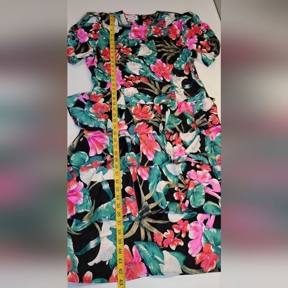 Maggy London by Jeannene Booher 80s Silk Tropical Dress Women's Plus Size 14 - Picture 14 of 14